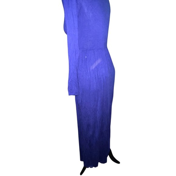 Womens Long-Sleeve Royal Blue Maxi Dress Sz Medium Stretchy Fabric Scoop Neck Ca - Picture 11 of 11